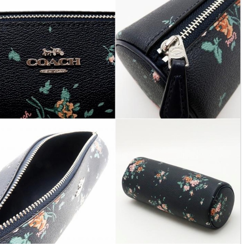NWOT Coach Navy Floral Makeup Bag - Picture 4 of 9